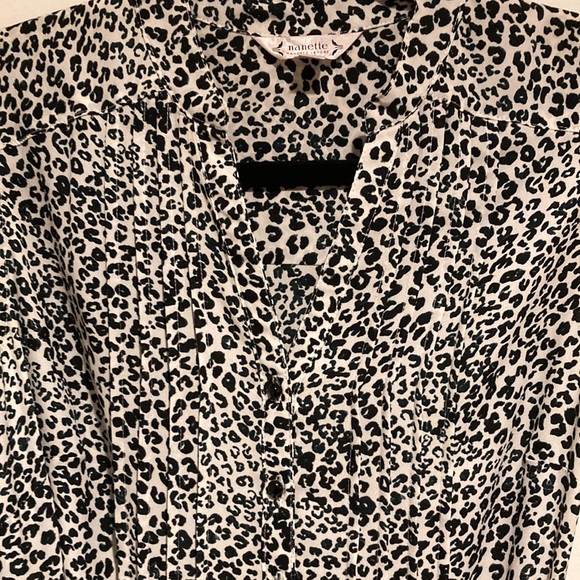 Nannette Nannette Lepore Black and Off-White Leopard Belted A-Line Dress Size 2 - Picture 4 of 8